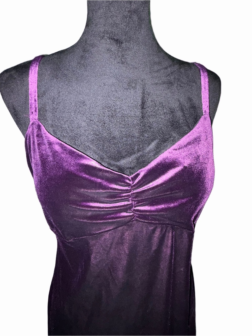 🆕💜 Muse Purple Velvet Ruched Bust Slip Mini Dress Size 8 - Picture 5 of 9